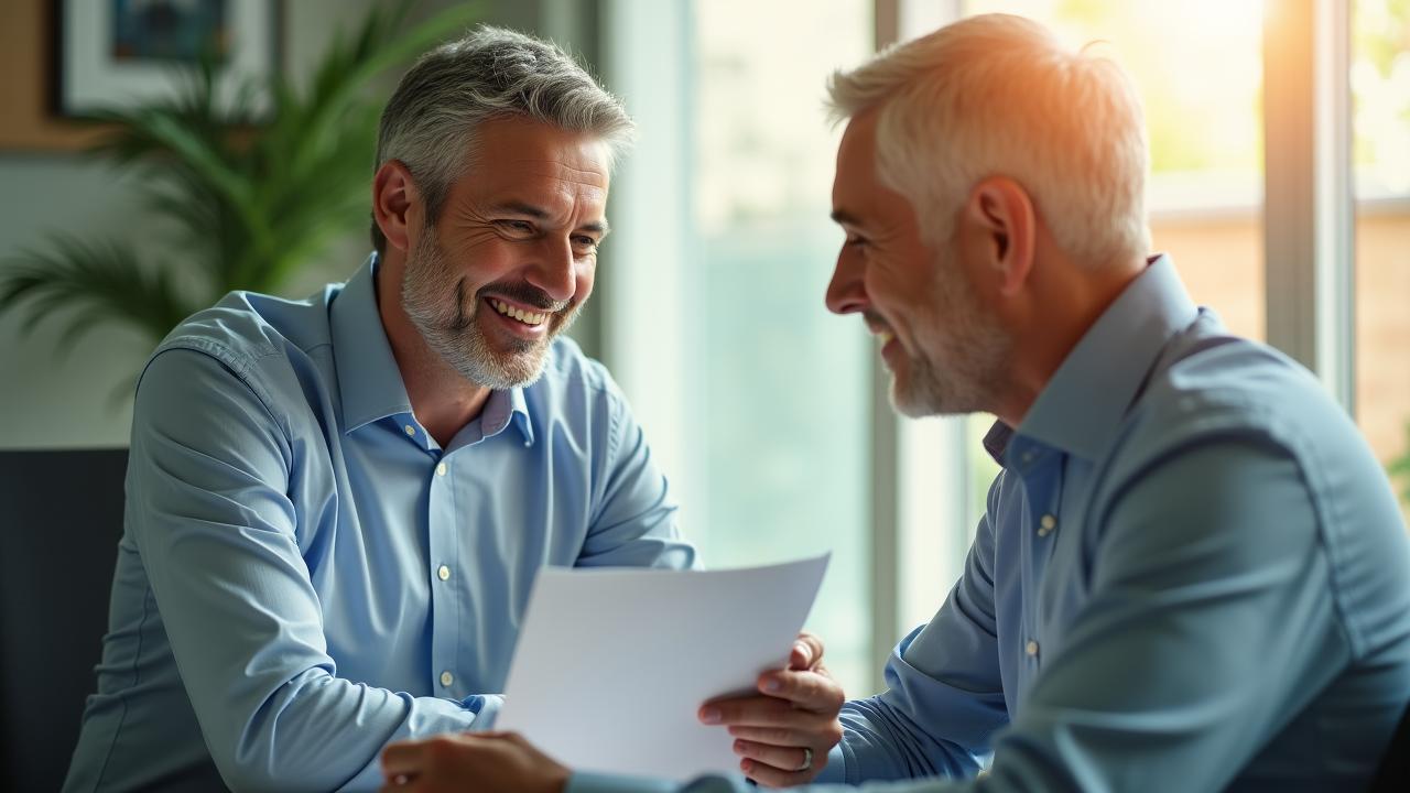 Consulente che assiste un cliente nel calcolo della pensione